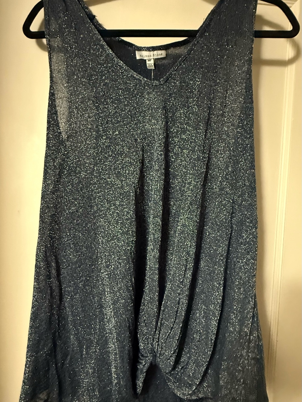 Anthropologie Shimmery Navy Blue V-Neck Tank